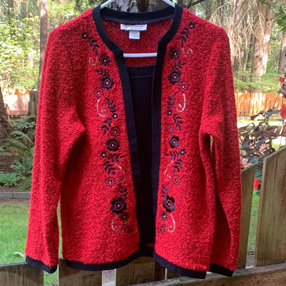 Cathy Daniel’s 2fer Embellished Sweater Style Blouse